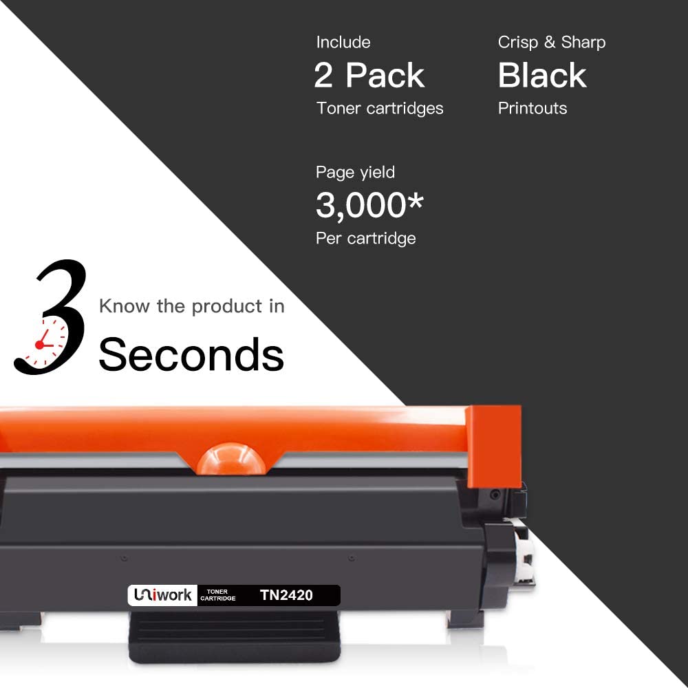 Uniwork Toner Cartridge Replacement for Brother TN2420 TN2410 Compatible with L2310D L2350DW L2370DN L2375DW L2710DW L2750DW L2710DN L2730DW L2510D L2530DW L2750DW (Black - Image 4