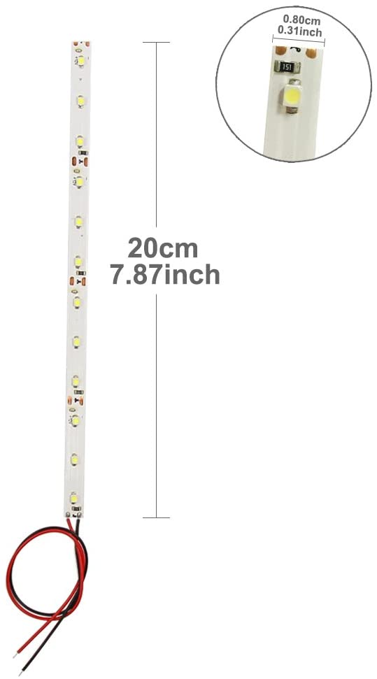 DD08W 5pcs Prewired Bright White Strip Led 3528 SMD LED Light Self-adhesive 12V ~ 18V 20CM for model train layout New - Image 4