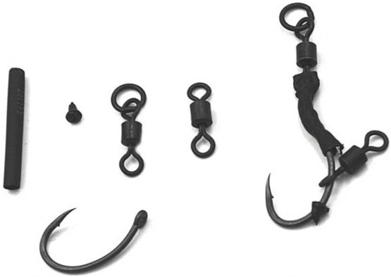 NEWSHOT 10 Set Ronnie Rigs -Teflon Barbed Hook Quick Change Swivels Hook Stops Shrinking Tube Made Hair Combi Rig Carp Pop Up Coarse Fishing