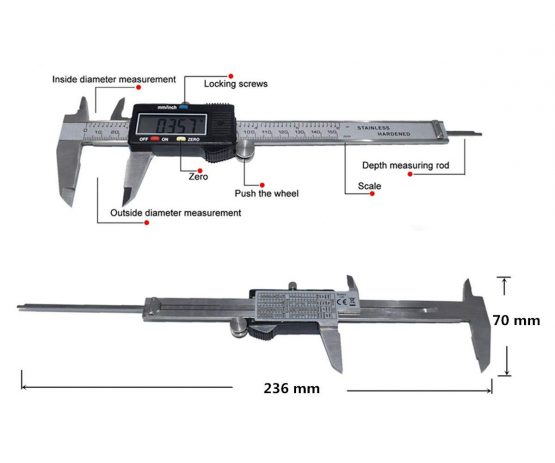 Freeas Digital Vernier Caliper, Steel Digital Caliper 0-150mm Caliper Gauge Measuring Tool with Large LCD Screen for Household - Image 2