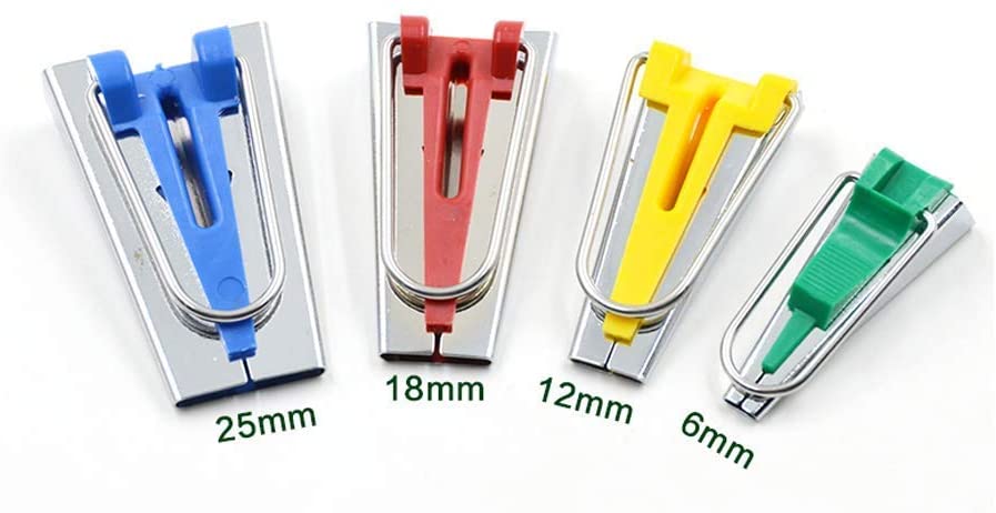 Fabric Bias Tape Maker Set of 4 Sizes 6mm/12mm/18mm/25mm Sewing Quilting Tool with Tape Binding Presser Foot Wonder Clips - Image 3