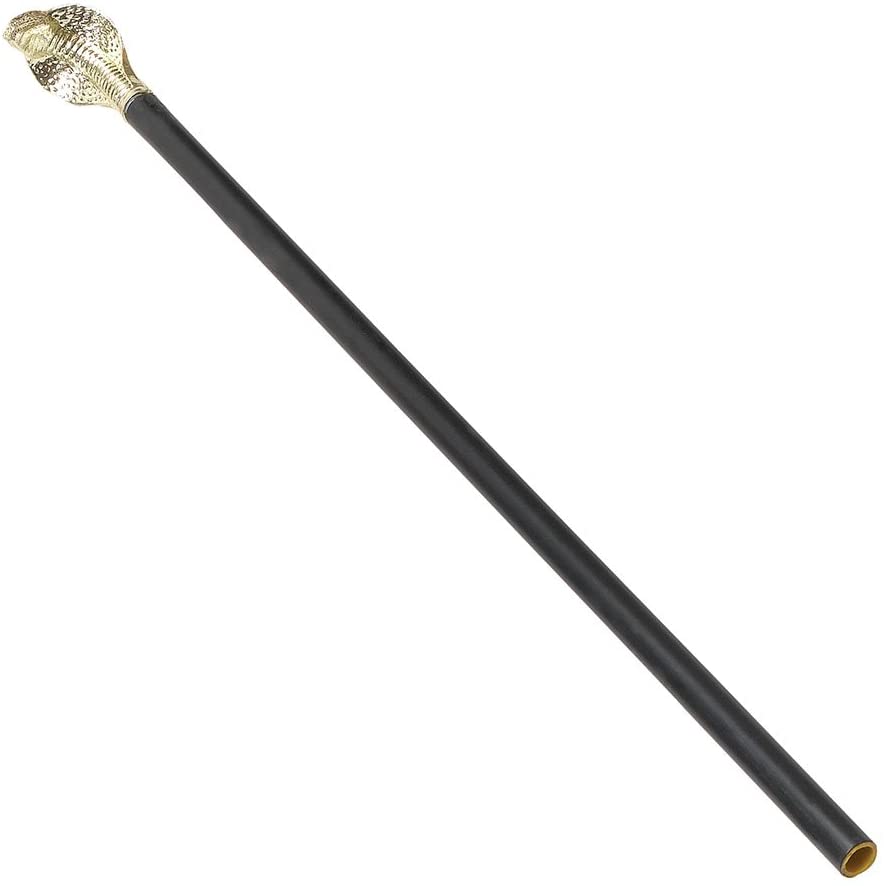 Bristol Novelty BA726 Cane with Snake Head Handle, Unisex-Adult, One Size, Multi-colour