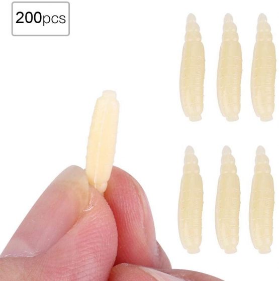 Soft Artificial Fishing Lures, 200pcs 17mm Bionic Maggot Grub Soft Lure Life-like Worms Fishing Baits Accessory artificial fishing baits maggot lure fishing worms bait life fake maggot artificial - Image 3