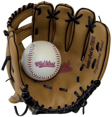 Midwest Kids Glove & Ball Set - Brown/Black, 9 inch