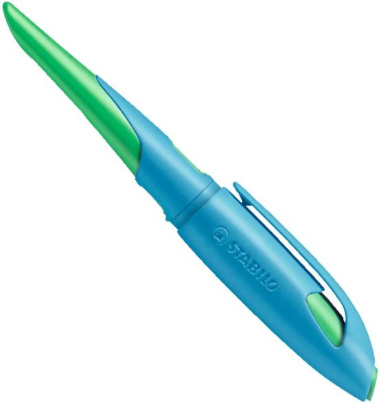 Ergonomic School Fountain Pen - STABILO EASYbirdy A Nib Left Handed Sky Blue/Grass Green