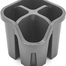 Addis 517938 Cutlery Utensil Drainer Caddy with 4 Compartments, Metallic Silver, 14 x 14 x 13 cm