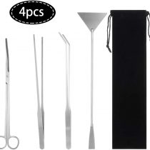 miuse Aquarium Scissor Tweezers Spatula Tool - 4 in 1 Stainless Steel Aquatic Plants Aquascaping Tools Set for Fish Starter Kits & Aquariums Tank