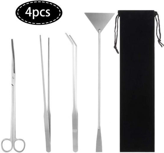 miuse Aquarium Scissor Tweezers Spatula Tool - 4 in 1 Stainless Steel Aquatic Plants Aquascaping Tools Set for Fish Starter Kits & Aquariums Tank