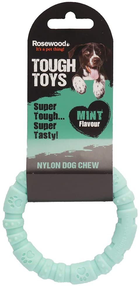 Rosewood Large Mint Ring - Durable Nylon Chew Toy for Large Dogs 20kg+, Green - Image 2