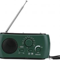 Dilwe LED Flashlight, Solar Hand Crank AM/FM Radio with LED Flashlight Emergency Phone Charger(Dark Green)