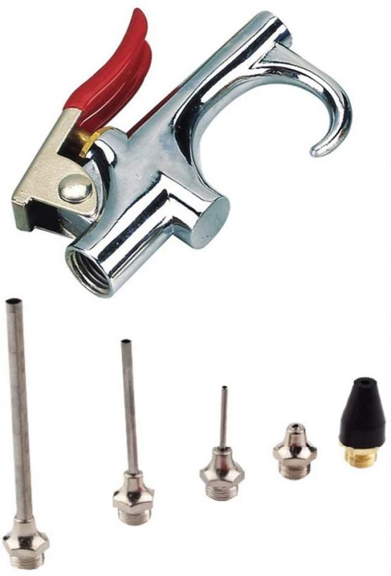Air Nozzle Blow Gun Kit with 5 Interchangeable Nozzles Pneumatic Air Compressor Accessories Dust Cleaning Tool - Image 2