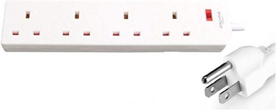 ShaniTech 4 Gang Travel Adaptor Extension Lead With Power Light 1.0m Light Weight for USA, Canada, Mexico, Thailand 4 sockets Power Strip