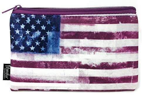 Monster Stationery - Single-Pocket Neoprene Pencil Case - Distressed Flag Series - USA Stars and Stripes, Multicolour
