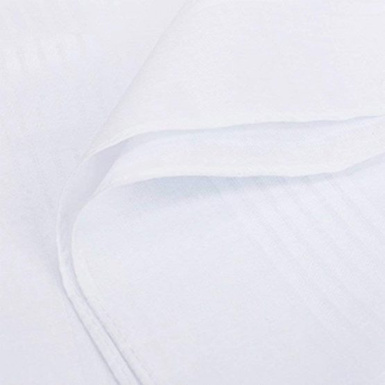 Dudu N Girlie! Cotton Men's Satin Border Handkerchiefs, Pack of 12, White - Image 3
