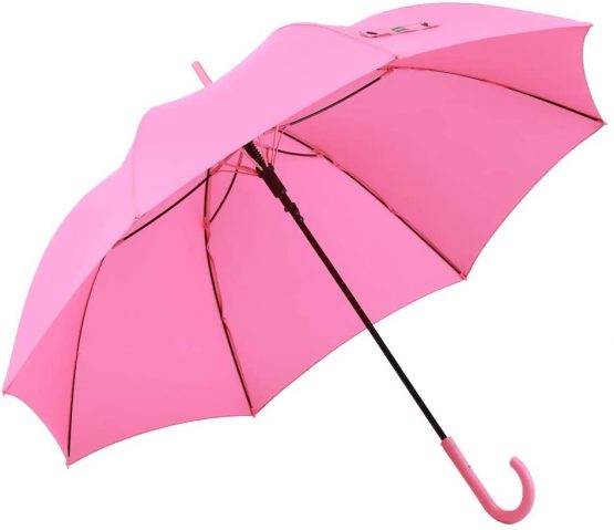 RUMBRELLA Pink UV Stick Umbrella Auto Open UPF 50+ with J Hook Handle 50IN