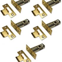 5 Sets of High Quality Tubular Latch, Mortice Latch, Door Latch Designed to be used with Sprung Lever Door Handles, CE Approved (65mm, 2.1/2" Polished Brass)