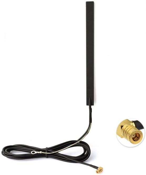 Eightwood Car DAB Aerial Glass Mount SMB Right Angle Plug Connector Patch Aerial RG174 3M 9.8ft Coax Cable Compatible for Auto DAB DAB+ Tuner Blaupunkt Pioneer Clarion Kenwood Alpine JVC Head Unit