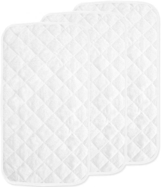 Waterproof Changing Mat Liners Quilted, Pack of 3, Baby Skin Friendly Bamboo Terry, Diaper Changing Liners, Larger in 28” x 15”