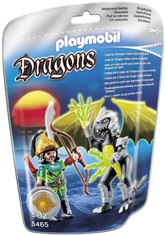 Playmobil 5465 Storm Dragon with Warrior, Dark With Yellow Accents