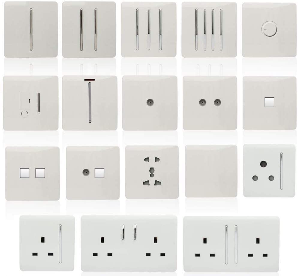 Trendi Switch 1 Gang 2 Way 10 Amp Rocker Chrome Light Switch in Glossy White, Gloss White - Image 4