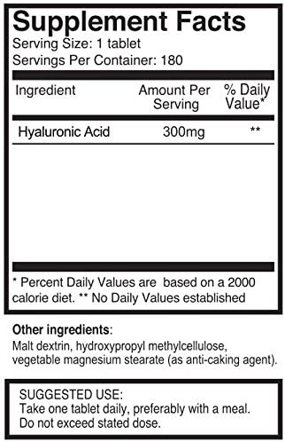 Hyaluronic Acid 300mg Triple Strength - 180 Tablets (6 Month Supply), 180 count (Pack of 1) - Image 4
