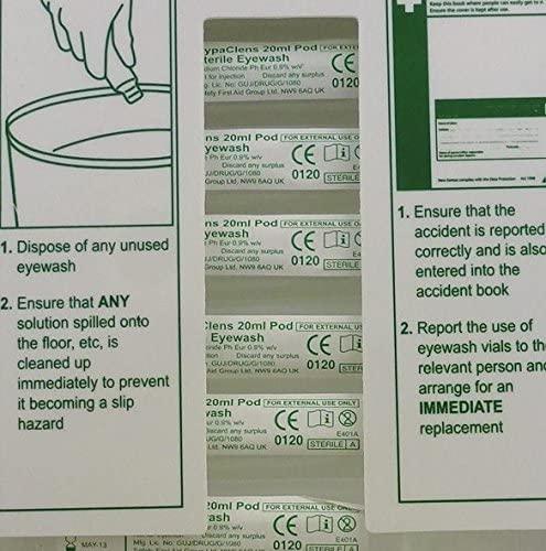 1 X Safety First Aid Hypaclens 20ml Eyewash Dispenser With 25 Eyewash Pods, White, Pack of 25 in Wall Dispenser - Image 3