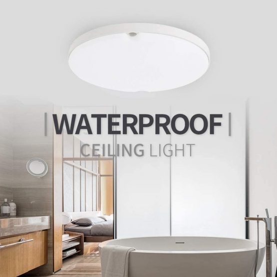 VIPMOON LED Bathroom Ceiling Lights 9W, LED Fitting Indoor Light IP65 Waterproof 6500K Natural White 60W Equivalent Round 14cm,Flush Ceiling Light for Bathroom Kitchen Bedroom Hallway Corridor Balcony