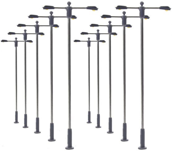 Evemodel LQS11W 10pcs Model Railway Train Lamp Post Street Bright White Lights N TT Scale LEDs NEW