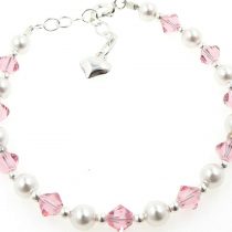 Children's Silver Bracelet with Crystals and Pearls