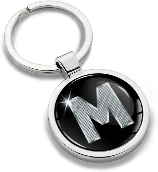 Biomar Labs® 3D Metal Alphabet A-Z Personalised Initials Keyring Keychain Silver Men Women Gift Letter M, KK 13