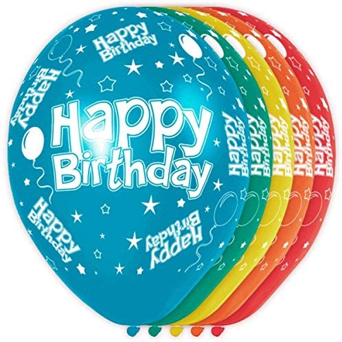Folat 19300 Happy Birthday Balloons - 5 pieces, Multi Colors