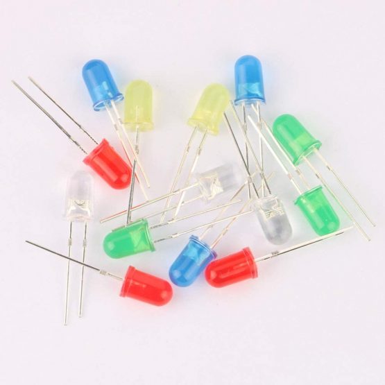 GTIWUNG 500Pcs 5mm Led Diodes, Light Emitting Diode, Diodes Resistor Kit, Diffused 2pin Round Head Light Emitting Diodes Assorted Color White/Red/Yellow/Green/Blue Kit Box - Image 3