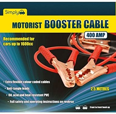 Simply SM400B Boxed Motorist Jump Leads Booster Cable 400AMP 2.5M Long Anti-tangle leads Oil acid and heat resistant PVC Fully Insulated Metal Clips and Operating Instructions - Image 2