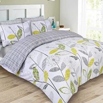 Dreamscene Luxurious Allium Duvet Set with Pillowcase, Polyester/Cotton, Grey, Double