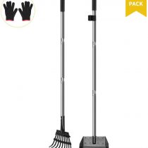 LMLMD Pooper Scooper, Pet Poop Scoop Tray and Rake, 106,7 cm Long Metal Handle Dog Waste Set/Garden Cleaning Kit 2 Pack