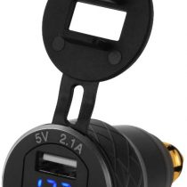 Sun3Drucker Dual USB Charger 4.2A Adapter + Voltmeter QC 3.0 Quick Charge Red Green Blue LED Voltage Indicator for Motorbike Motorcycle BMW DIN Hella Socket Black