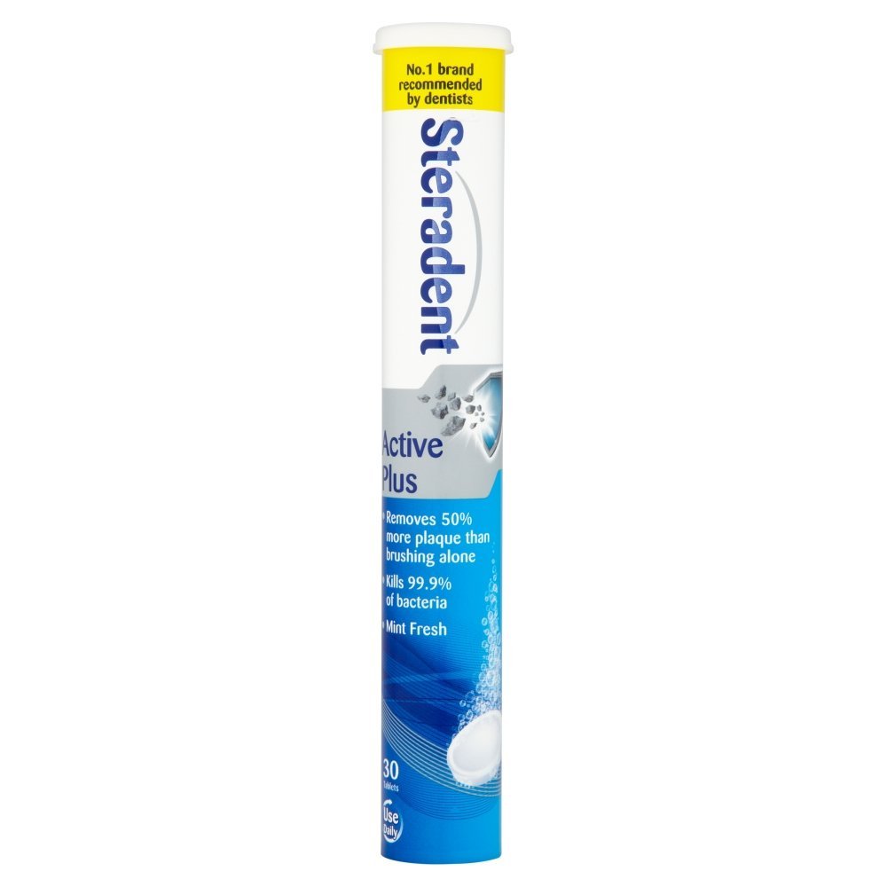 STERADENT TABLETS ACTIVE PLUS 30 Count (Pack of 1), White