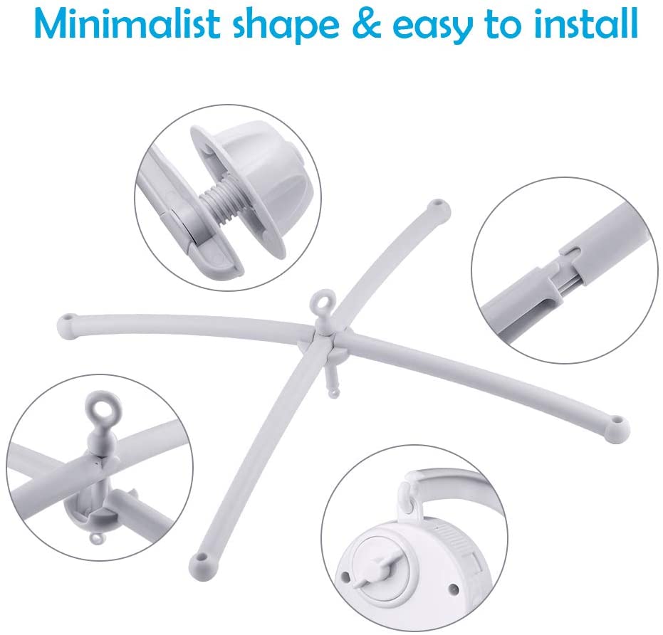 Locisne Baby Bed Holder Crib Cot Mobile Arm with Mechanical Music Box and Extended Holder Bracket Nut Screw Bed Bell Without Toys for Baby Girl & Boy - Image 4
