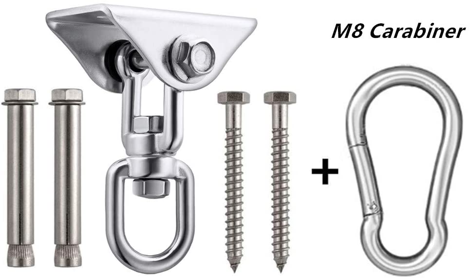 HOMPER Heavy Duty Swing Hangers 450KG Capacity 304 Stainless Steel 360° Rotate Hammock Chair Hanging Kit Suspension Hooks with Bolt for Concrete Wooden Sets Yoga Hammock Chair Sandbag Swing Sets