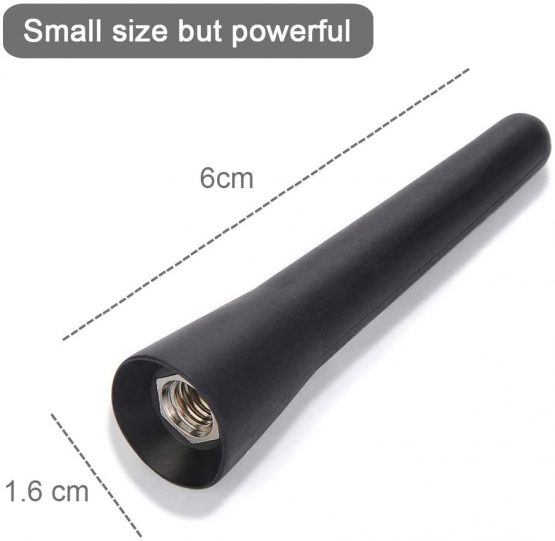 Aobetak universal car aerial, 6.5 cm (2.5 inch) small short car aerial, mini car radio accessories, FM/AM inputs M5 M6, black - Image 3