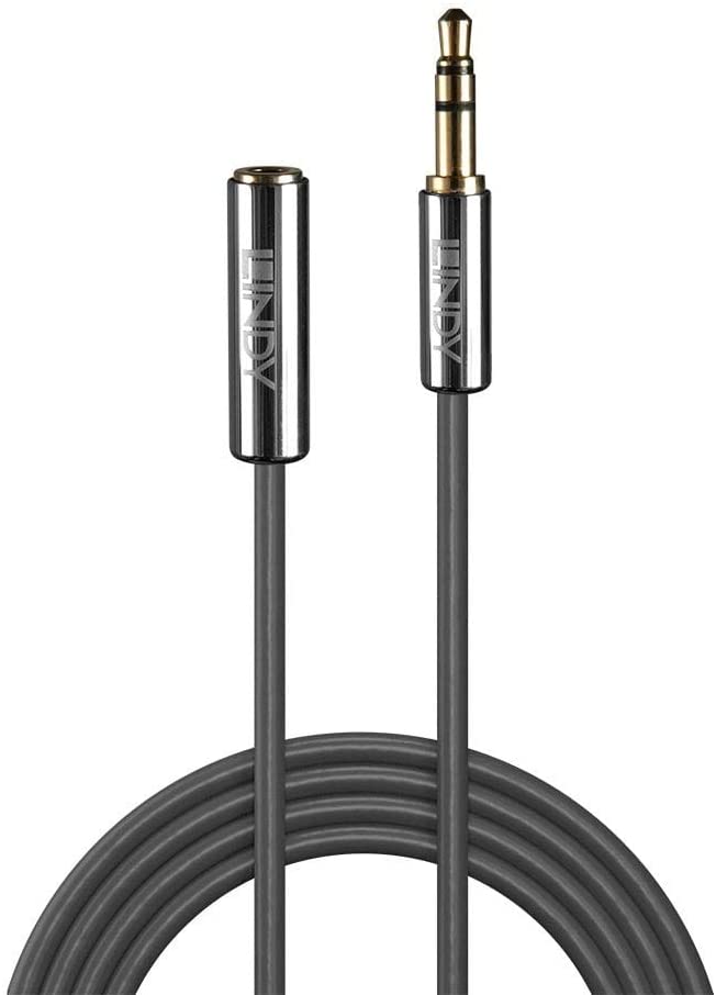 Lindy 3.5mm Extension Audio Cable, Cromo Line Grey, 3m, Black - Image 2