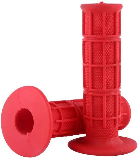 Motorcycle Handlebar Grips, 1 Pair 22mm 7/8 Inch Universal Rubber Motorcross Handle Grips Anti Slip Motorbike Handlebar Grips Hand Grips(Red)