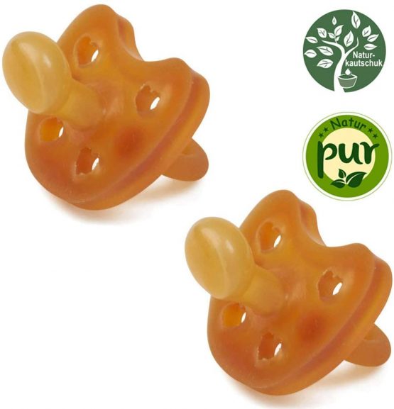 Gruenspecht Bio Dummies Natural Rubber 0-6 Months Set of 2 Soft Heart Shape Orthodontic Shape - Image 2