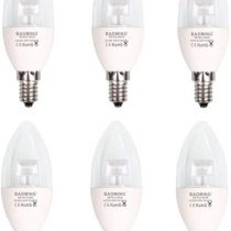 Baoming Dimmable E14 LED Candle Light Bulb 40W Equivalent, 5W Neutral White Candelabra E14 SES Bulbs, 400lm, CRI80, Clear, 220-240 Volt, Pack of 6