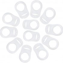 JZK 12pcs Transparent Silicone Button Ring Dummy Pacifier Holder Clip Adapter for Baby MAM Soother
