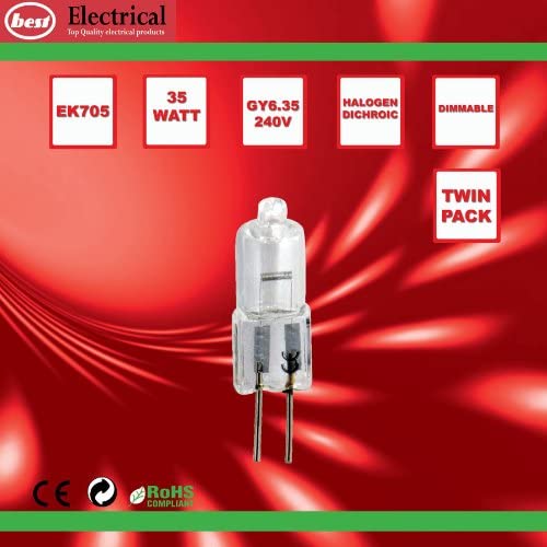 Merriway BH00589 Hal Lamp Dichroic Gy6.35 (X2) Mini Bulb 35W -5 Pcs, Clear - Image 2