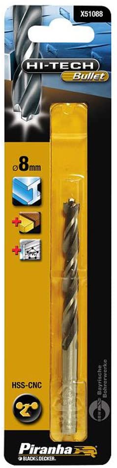 Piranha Hi-Tech Bullet HSS-CNC Metal Drill Bit, 8 mm, 8mm