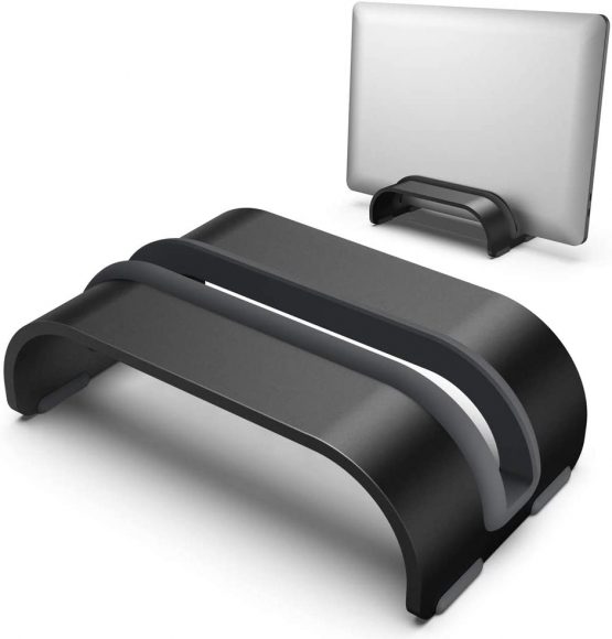 Vertical Laptop Tablet Stand, Klearlook (Space Saver Series) Aluminum Space-Saving Storage Holder Desk Organizer Compatible with Macbook/iPad and more Notebook Tablet UP to 0.7-In Thick - Silver