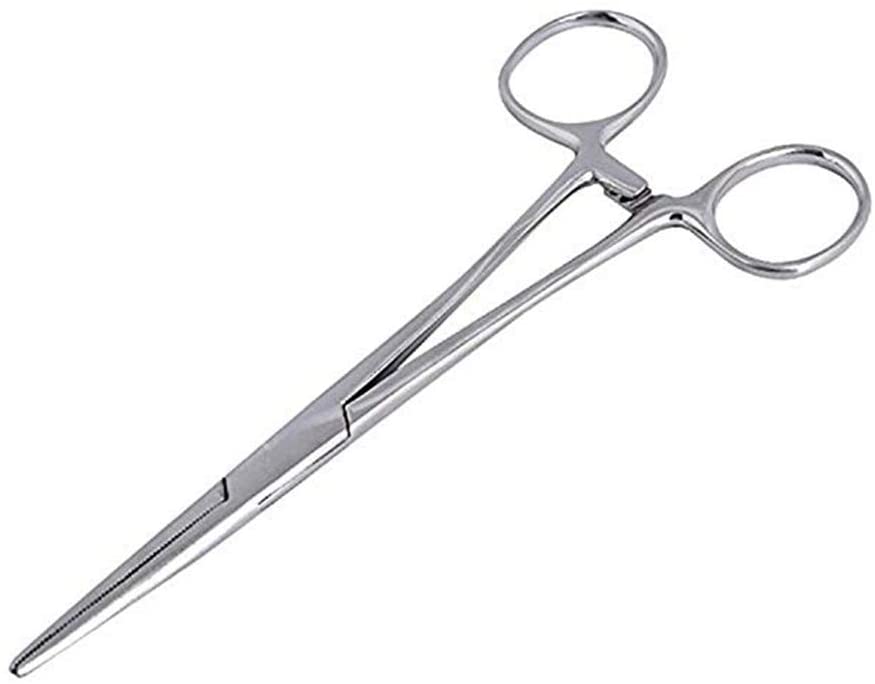 WUWYOUWL Hemostat Forceps, Stainless Steel Dog Cat Pet Scissors Ear Hair Clamp Fishing Scissors Tools (12.5cm Straight)