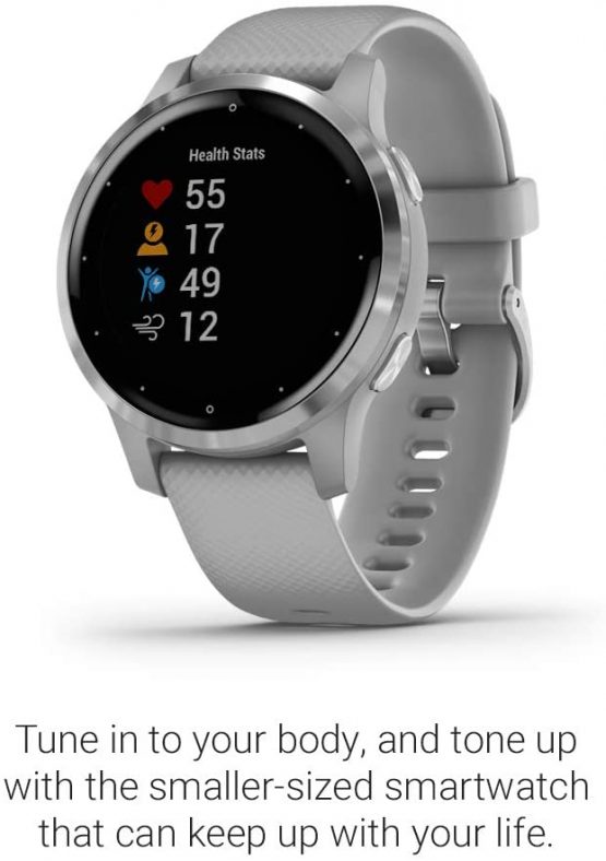 Garmin Vívoactive 4S, Smaller-Sized GPS Smartwatch, Features Music, Body Energy Monitoring, Animated Workouts, Pulse Ox Sensors and More, Powder Gray/Silver - Image 3